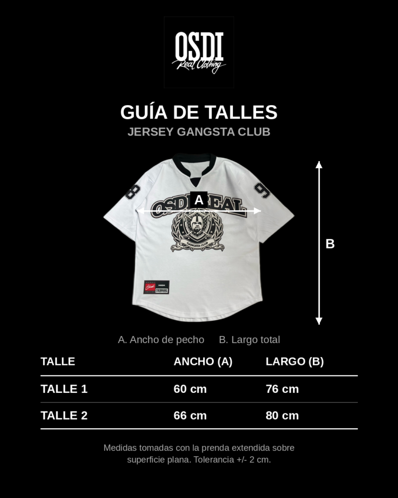 Tabla de talles – Jersey Gangsta Club