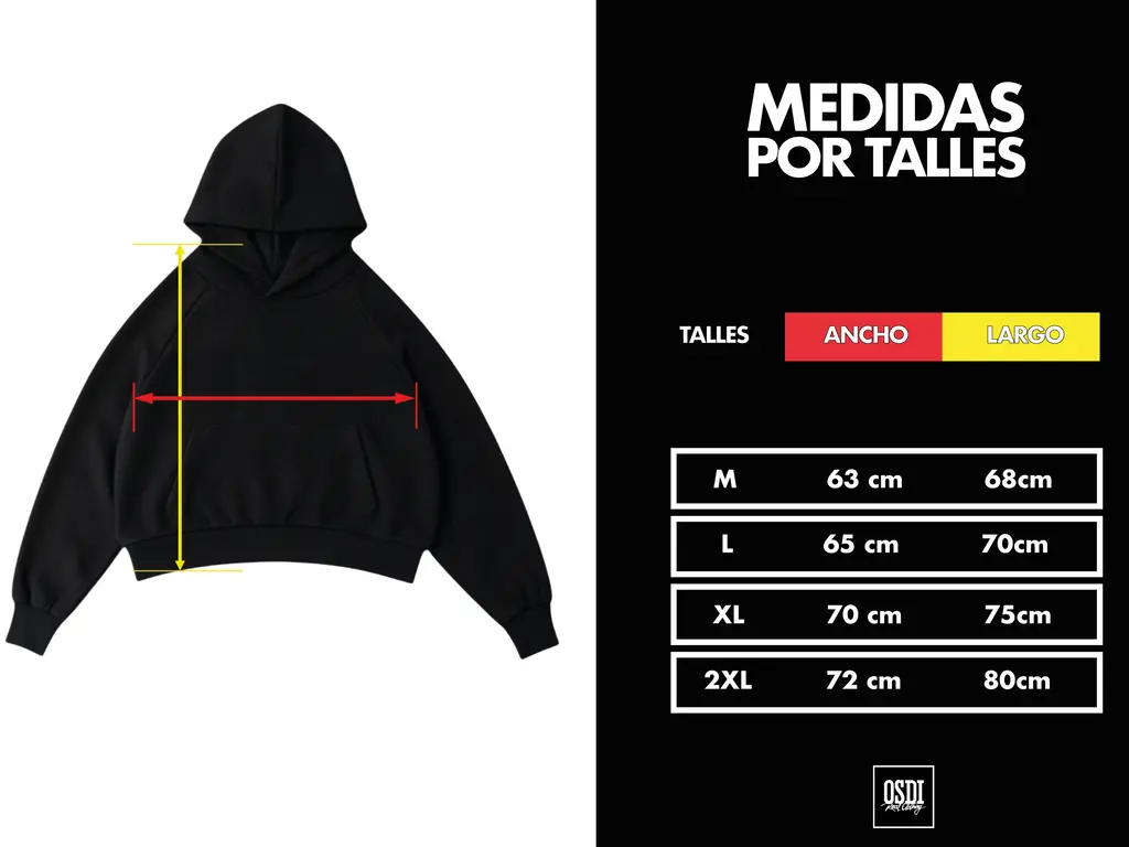 Medidas por talles - Buzo Boxy