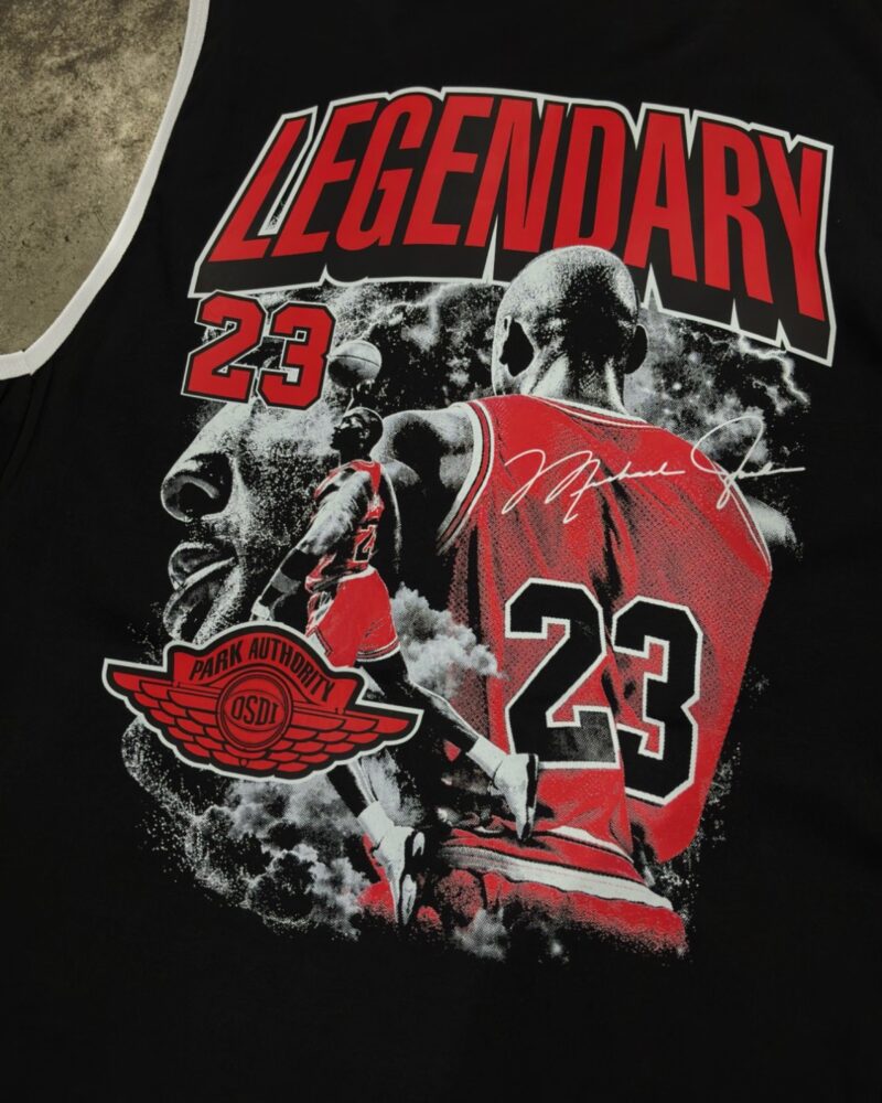 Musculosa Legendary OSDI detalle de la estampa