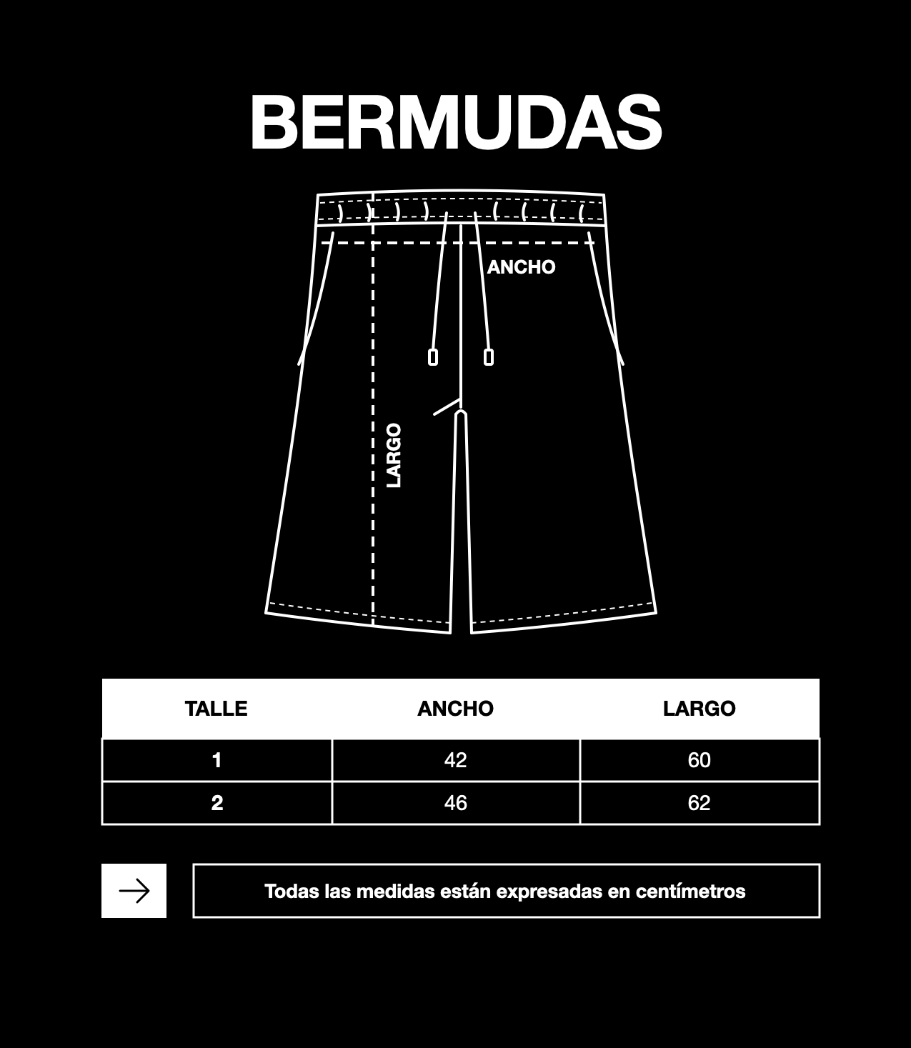 Tabla de talles bermudas OSDI