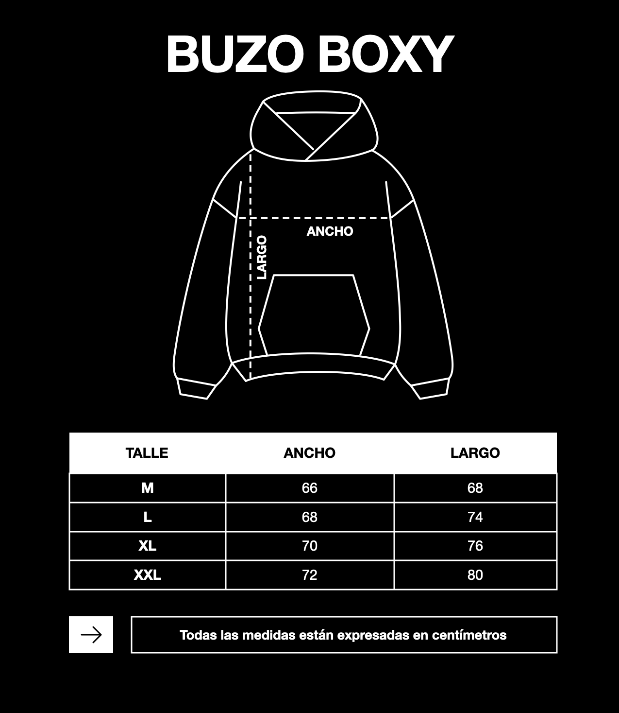 Tabla de talles buzo boxy OSDI