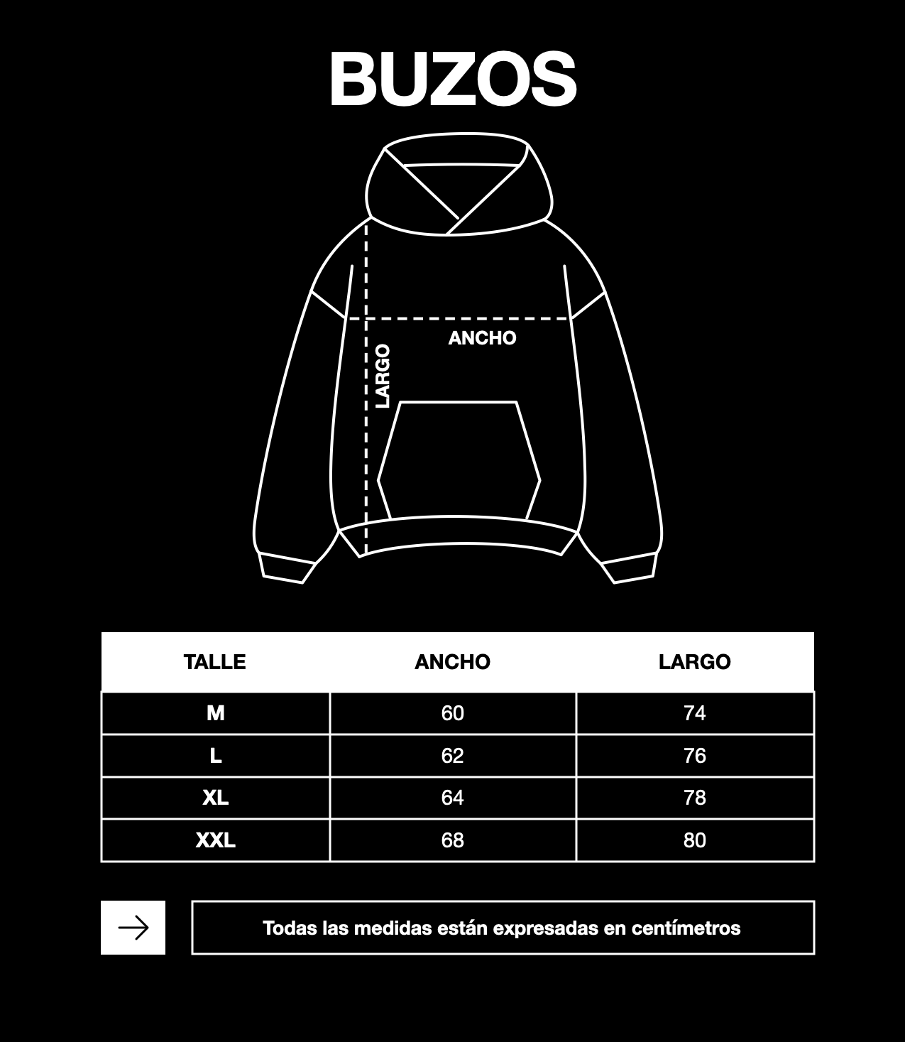 Tabla de talles buzos OSDI