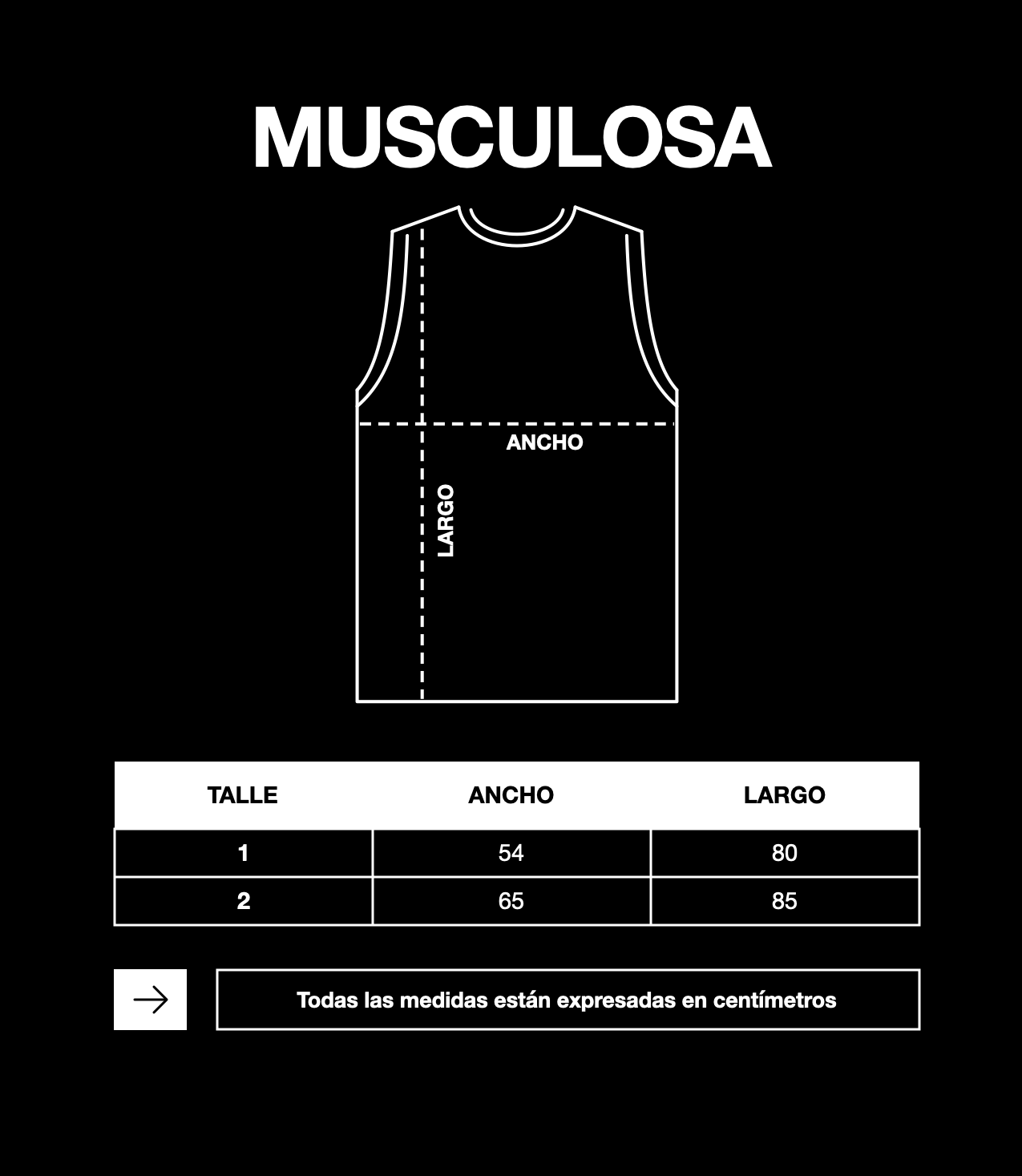 Tabla de talles musculosa OSDI