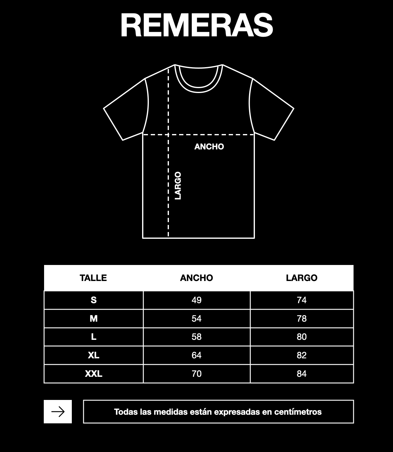 Tabla de talles remeras OSDI